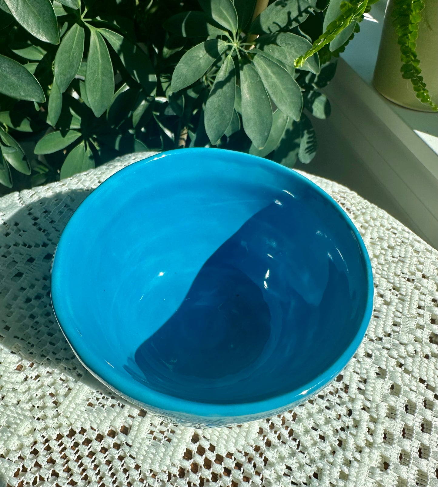 Small bright blue bowl