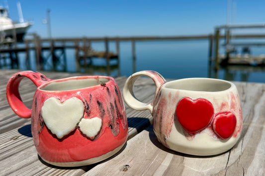 White with Red Hearts Cappuccino/Espresso Cup